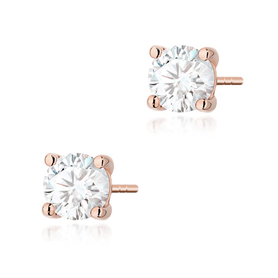 Kolczyki z diamentem 2 x 1,00 ct K0577 – różowe złoto próby 585 – widok produktu 1