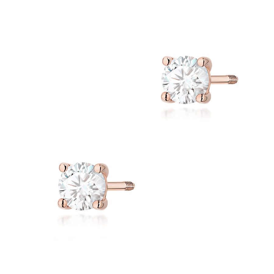 Kolczyki z diamentem 2 x 0,30 ct K0577 – różowe złoto próby 585 – widok produktu 1