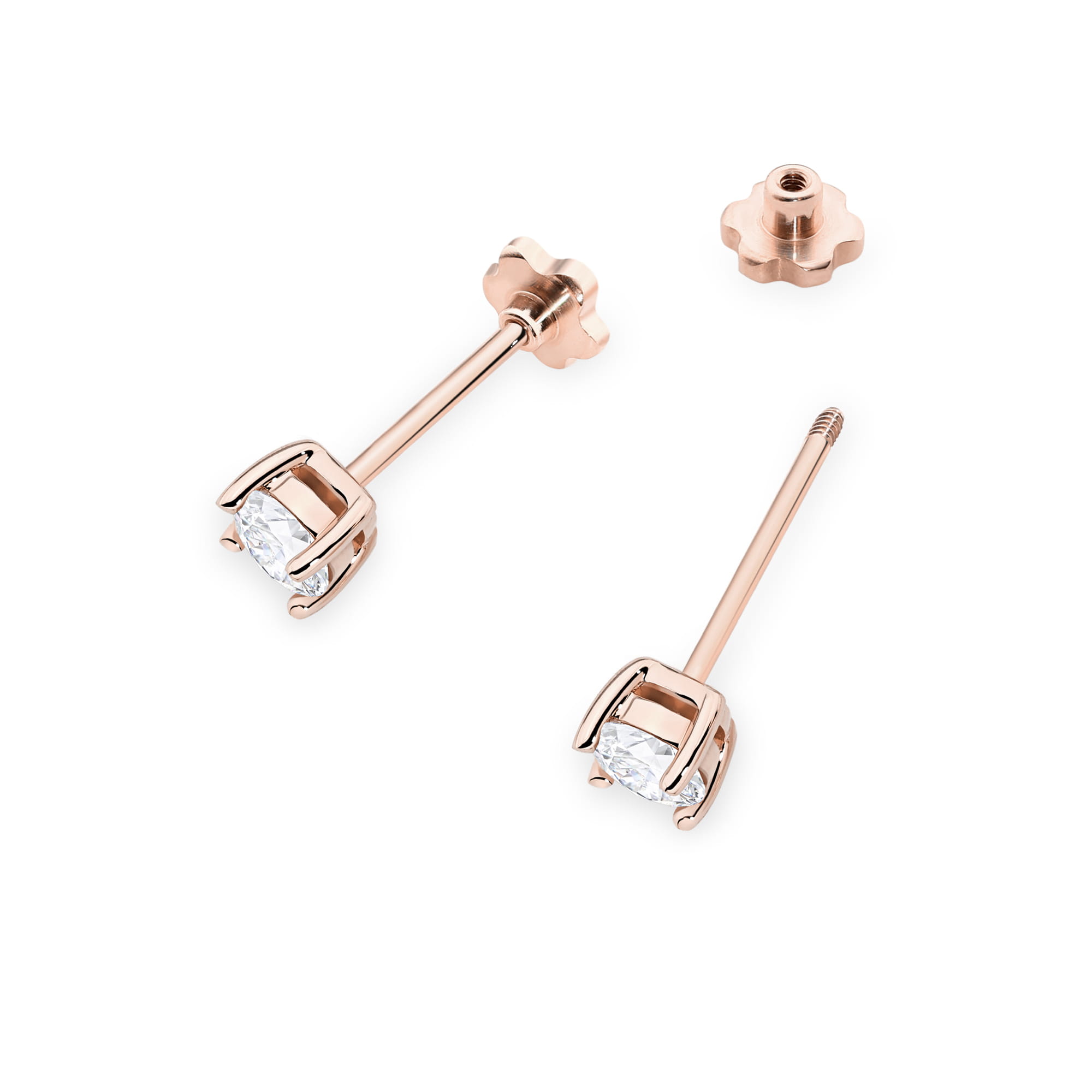Kolczyki z diamentem 2 x 0,30 ct K0577 – różowe złoto próby 585 – widok produktu 2