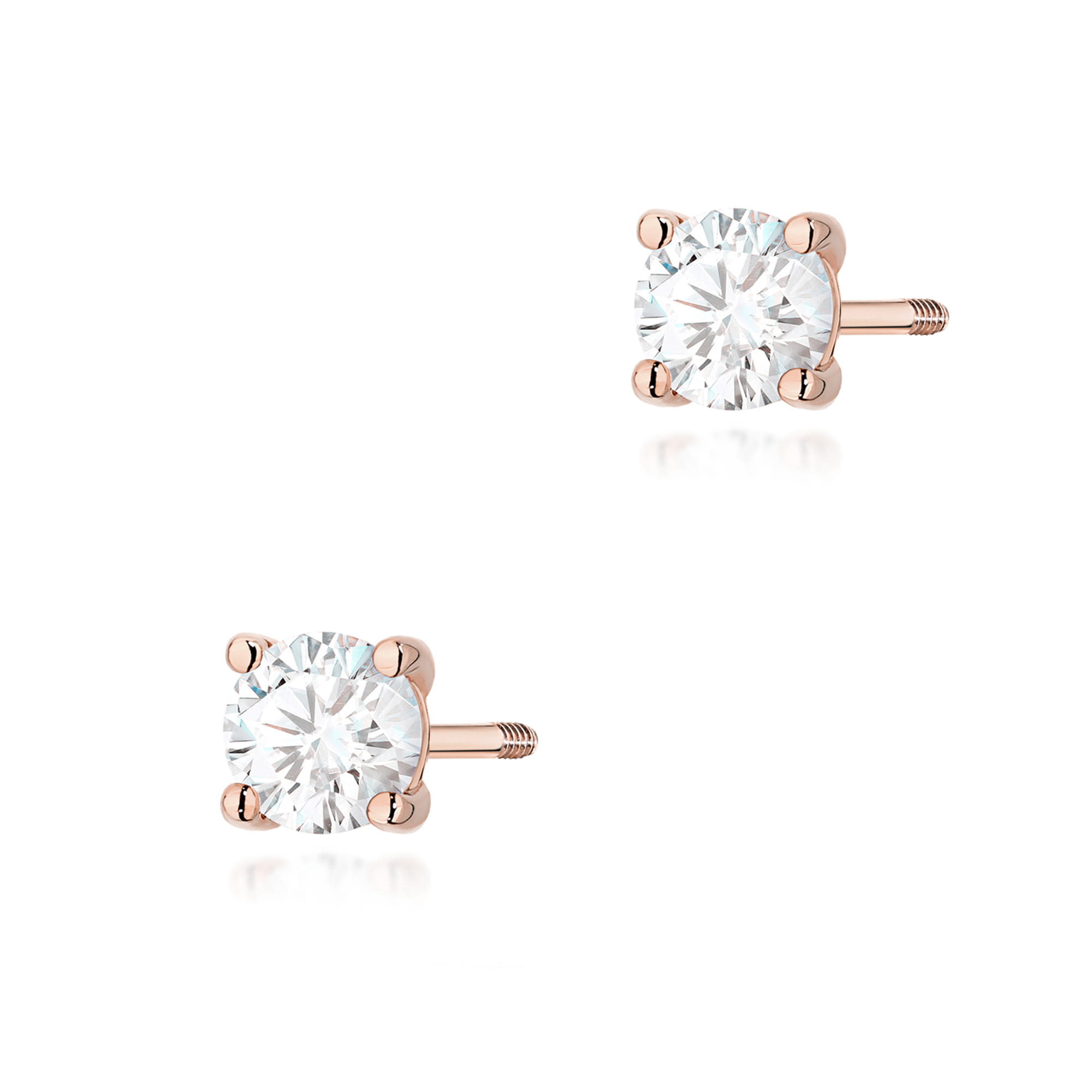 Kolczyki z diamentem 2 x 0,40 ct K0577 – różowe złoto próby 585 – widok produktu 1