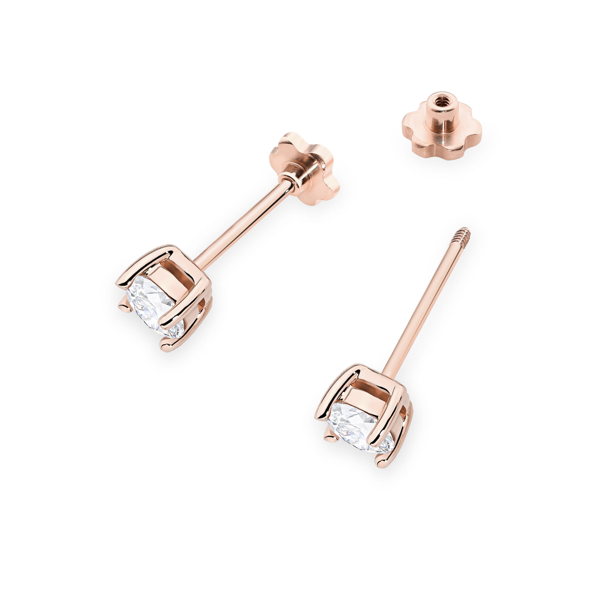 Kolczyki z diamentem 2 x 0,40 ct K0577 – różowe złoto próby 585 – widok produktu 2