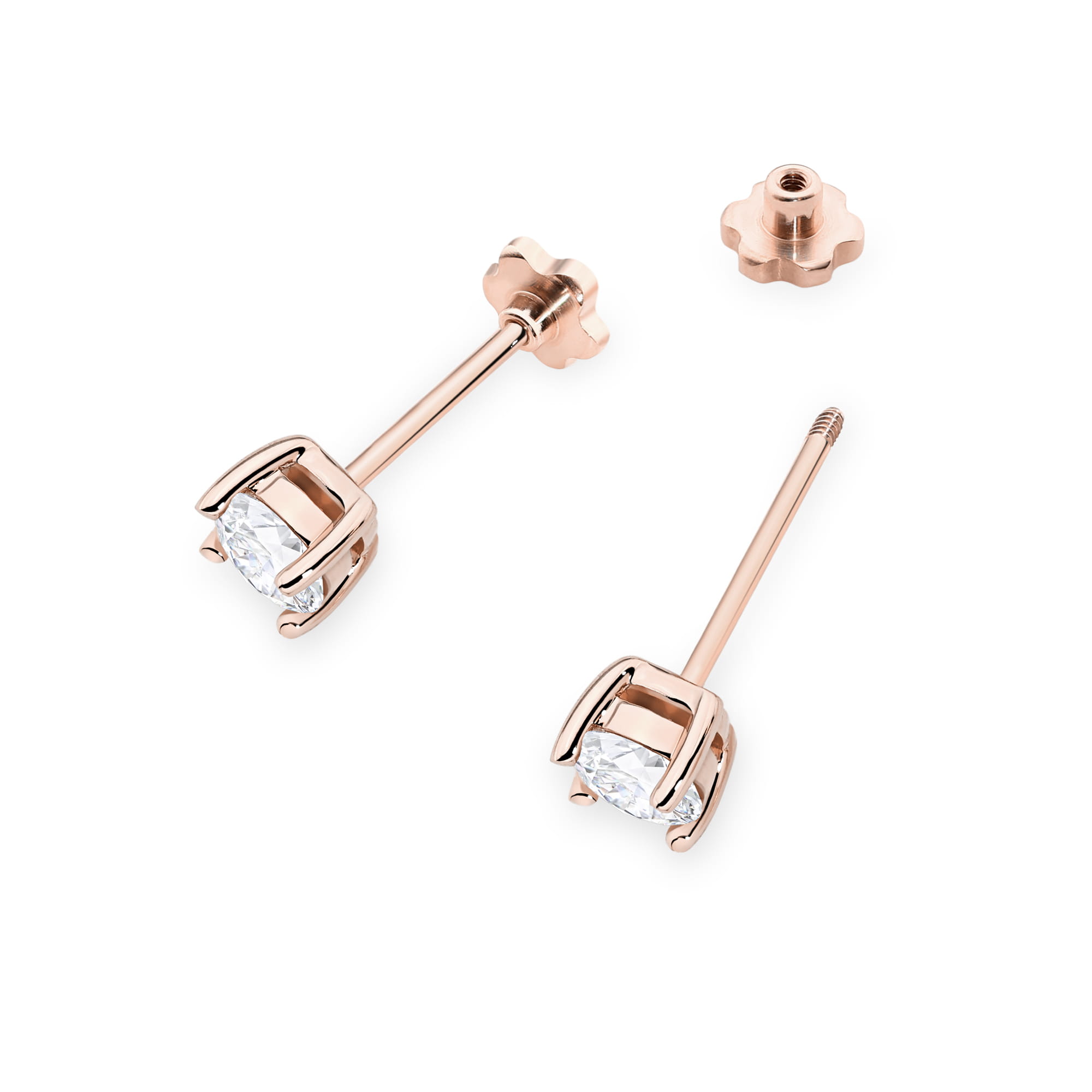 Kolczyki z diamentem 2 x 0,50 ct K0577 – różowe złoto próby 585 – widok produktu 2