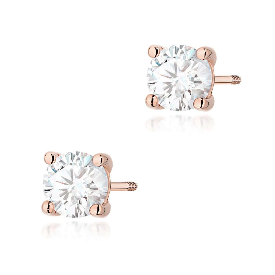 Kolczyki z diamentem 2 x 1,00 ct K0577 – różowe złoto próby 585 – widok produktu 1