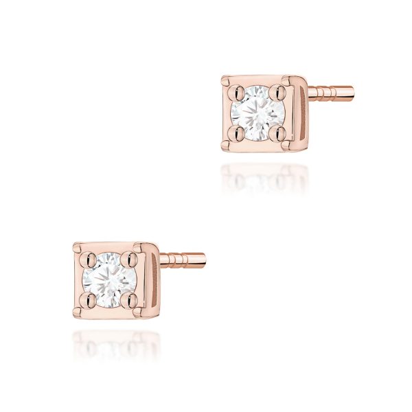 Kolczyki z diamentem 2 x 0,03 ct K0581 – różowe złoto próby 585 – widok produktu 1
