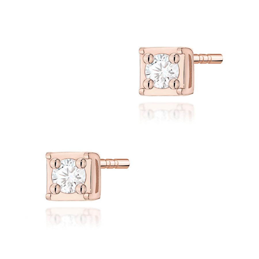 Kolczyki z diamentem 2 x 0,03 ct K0581 – różowe złoto próby 585 – widok produktu 1