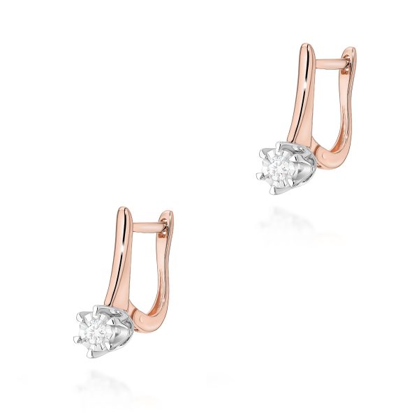 Kolczyki z diamentem 2 x 0,08 ct K0582 – różowe złoto próby 585 – widok produktu 1