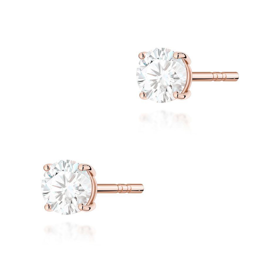 Kolczyki z diamentem 2 x 0,50 ct K0583 – różowe złoto próby 585 – widok produktu 1
