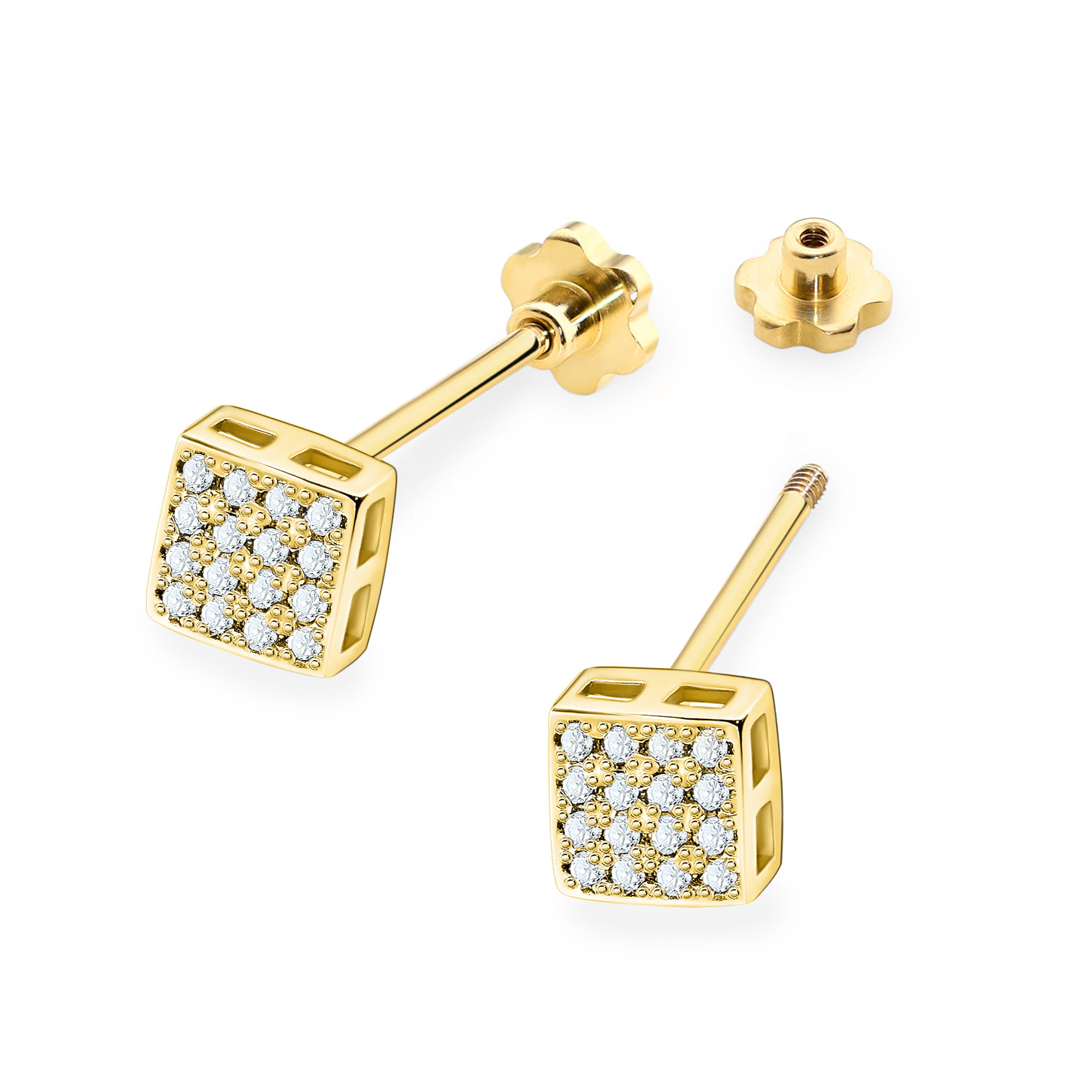 Kolczyki z diamentami 0,16 ct K0013 – żółte złoto próby 585 – widok produktu 2