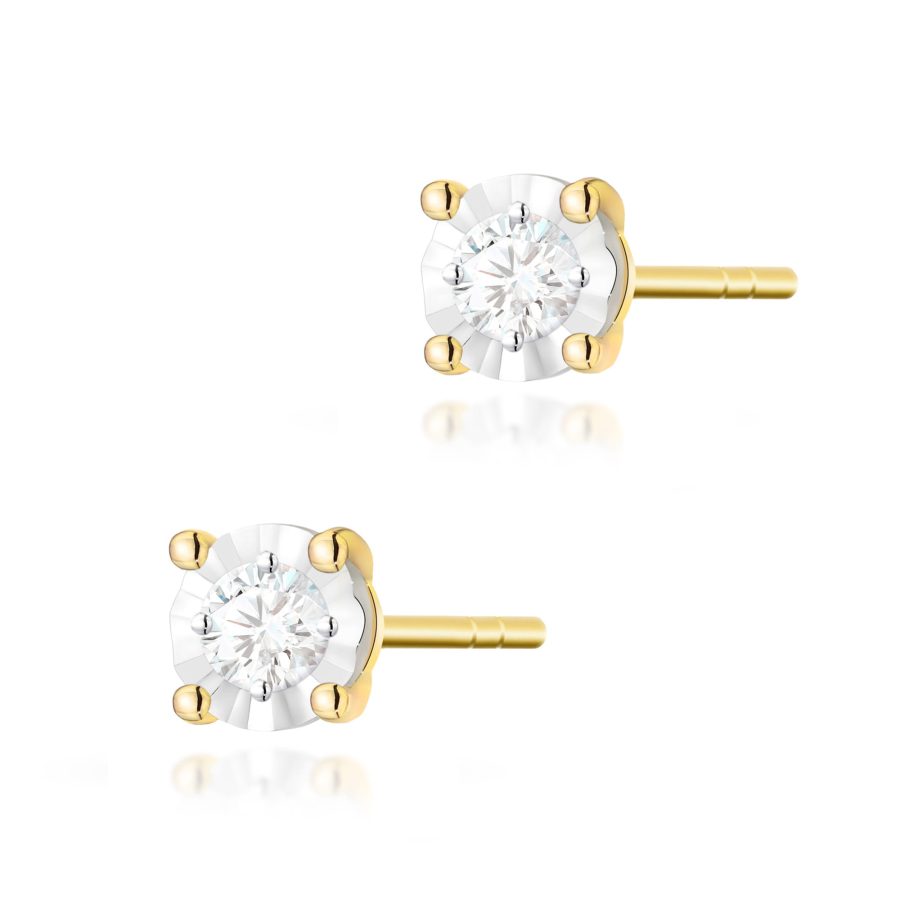 Kolczyki z diamentem 2 x 0,08 ct K0058 – żółte złoto próby 585 – widok produktu 1