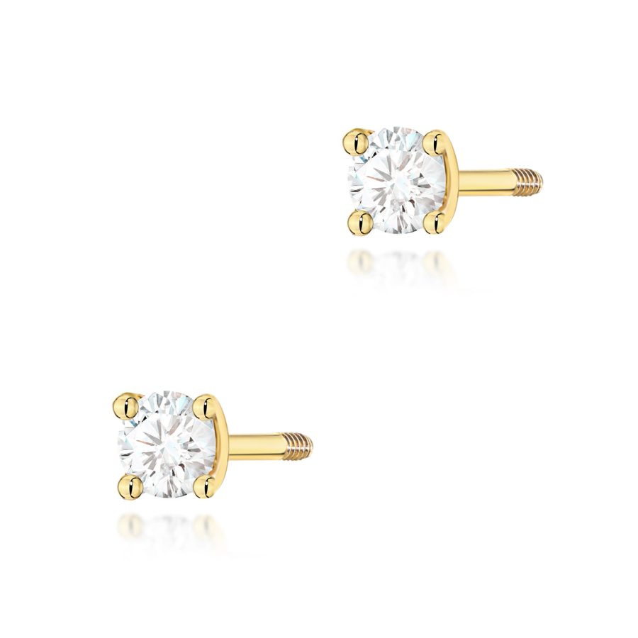 Kolczyki z diamentem 2 x 0,04 ct K0066 – żółte złoto próby 585 – widok produktu 1