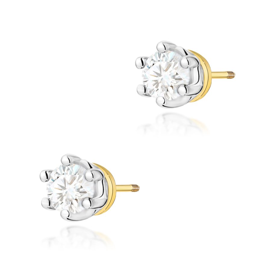 Kolczyki z diamentem 2 x 0,15 ct K0068 – żółte złoto próby 585 – widok produktu 1