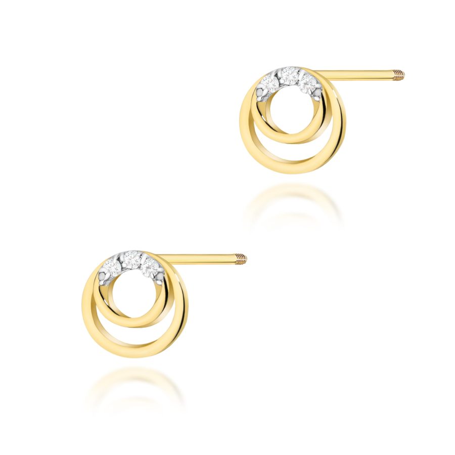 Kolczyki z diamentami 0,03 ct K0078 – żółte złoto próby 585 – widok produktu 1