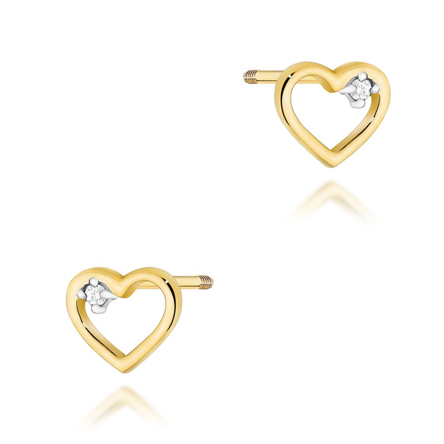 Kolczyki z diamentami 0,01 ct K0079 – żółte złoto próby 585 – widok produktu 1