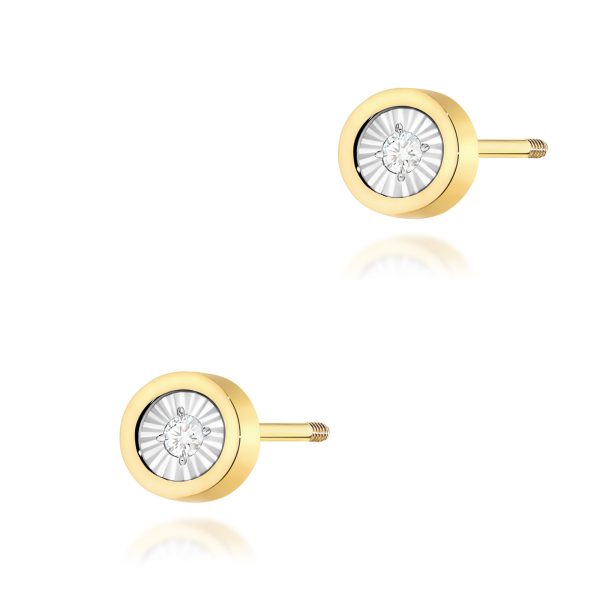 Kolczyki z diamentem 2 x 0,08 ct K0081 – żółte złoto próby 585 – widok produktu 1