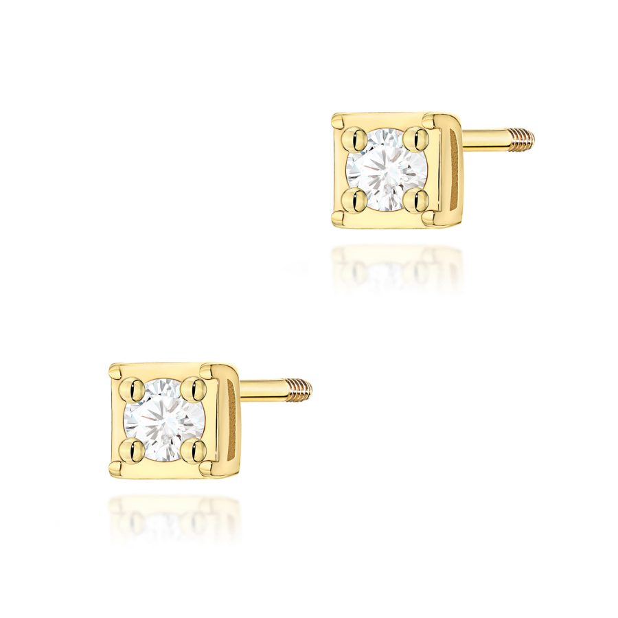 Kolczyki z diamentem 2 x 0,03 ct K0092 – żółte złoto próby 585 – widok produktu 1