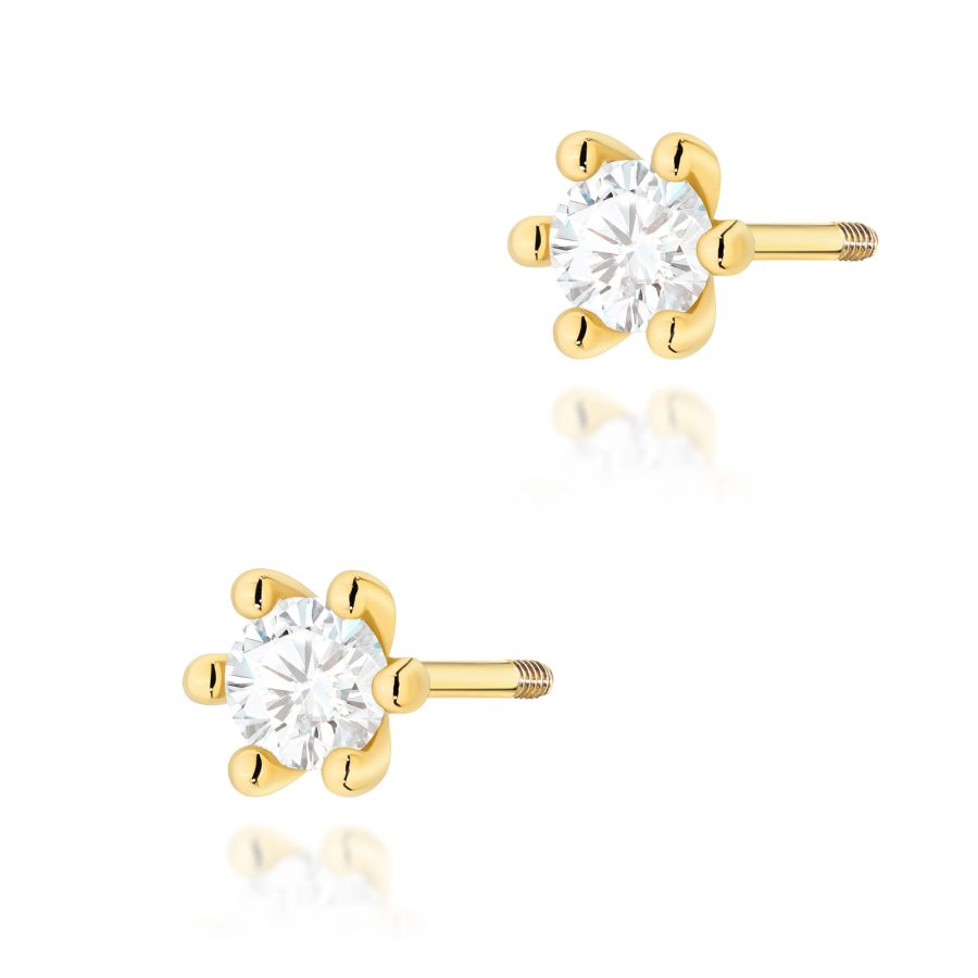 Kolczyki z diamentem 2 x 0,15 ct K0222 – żółte złoto próby 585 – widok produktu 1