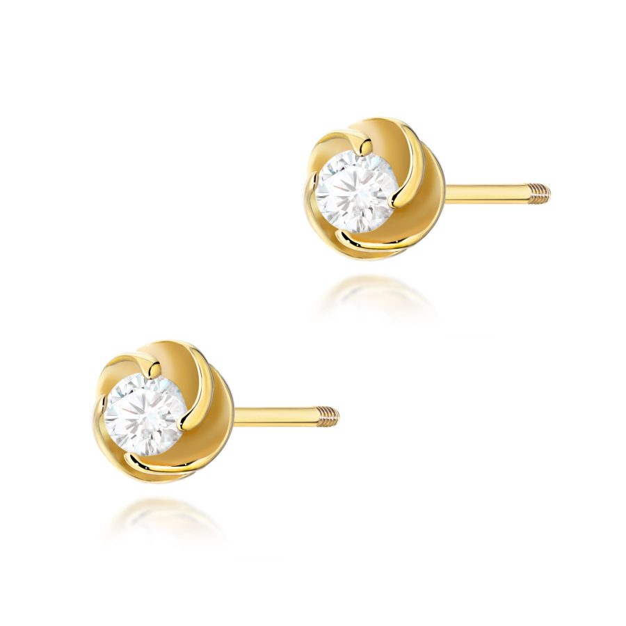 Kolczyki z diamentem 2 x 0,08 ct K0329 – żółte złoto próby 585 – widok produktu 1