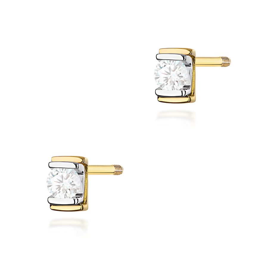Kolczyki z diamentem 2 x 0,10 ct K0343 – żółte złoto próby 585 – widok produktu 1