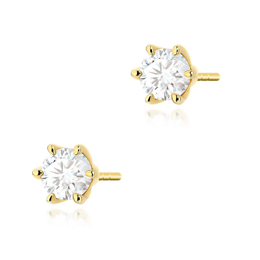 Kolczyki z diamentem 2 x 0,50 ct K0575 – żółte złoto próby 585 – widok produktu 1