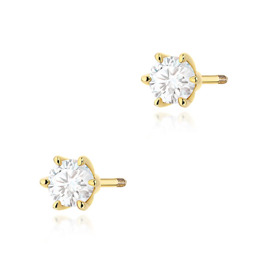 Kolczyki z diamentem 2 x 0,30 ct K0575 – żółte złoto próby 585 – widok produktu 1