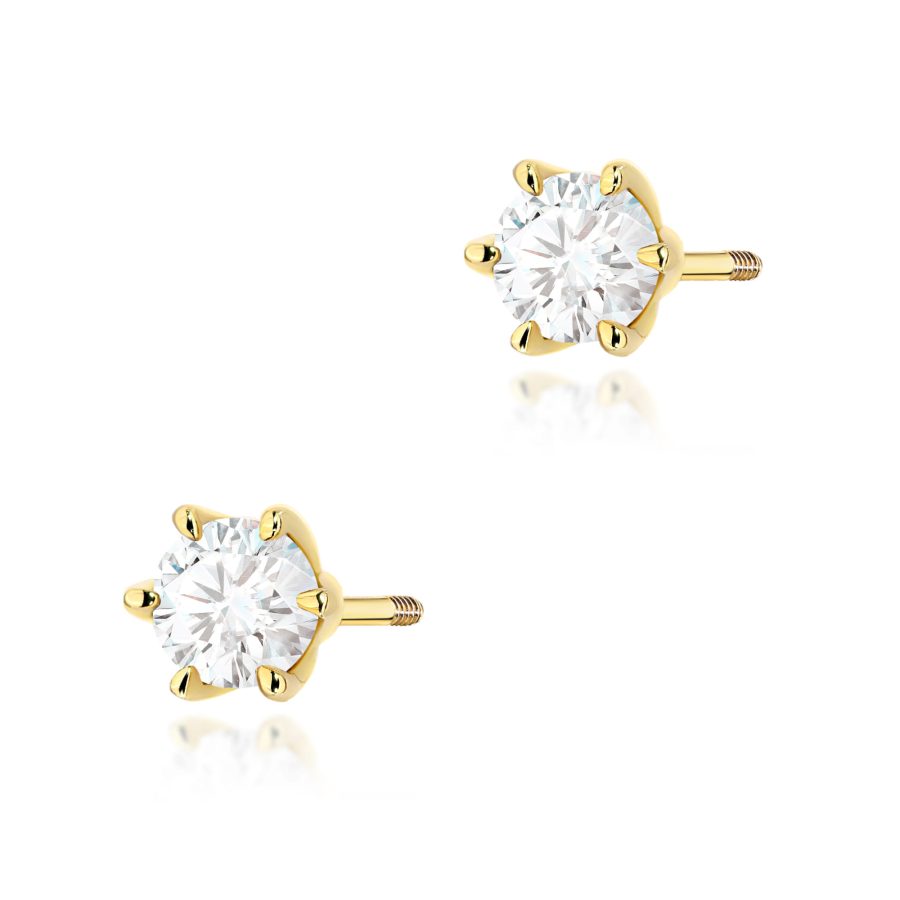 Kolczyki z diamentem 2 x 0,40 ct K0575 – żółte złoto próby 585 – widok produktu 1