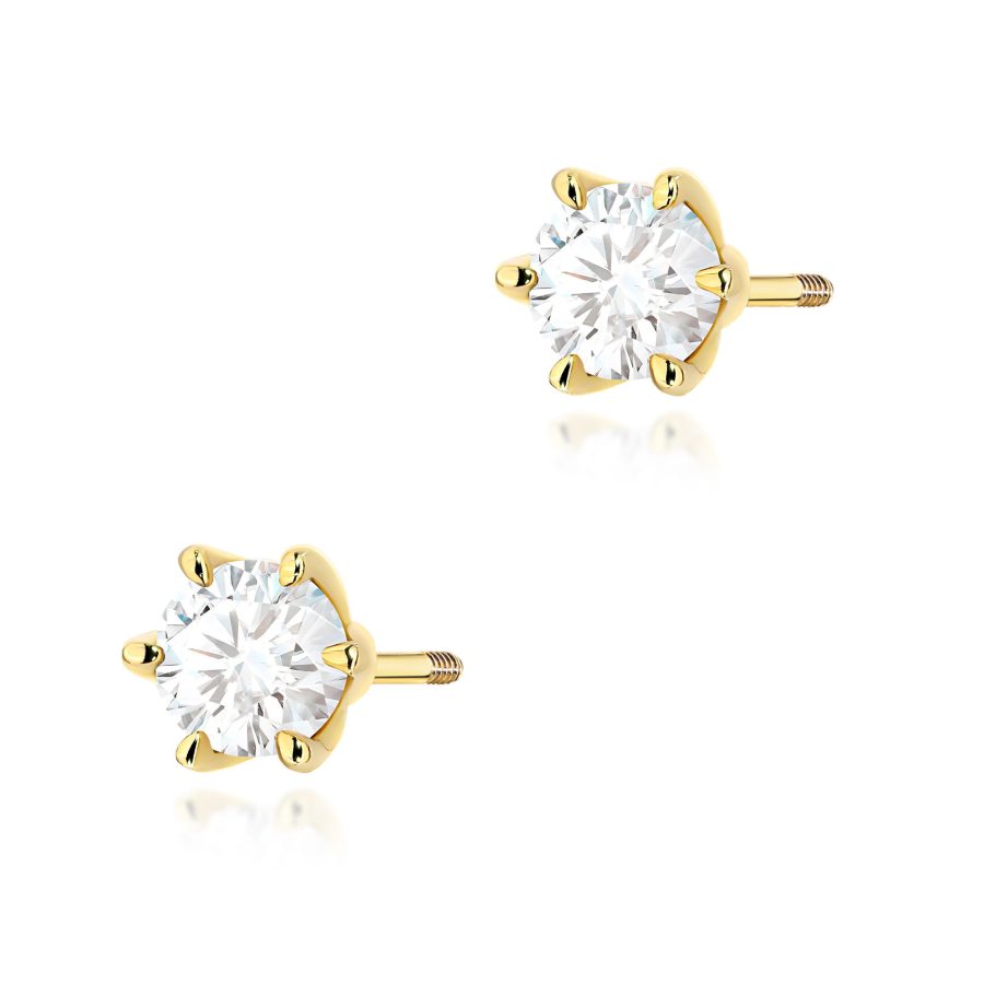 Kolczyki z diamentem 2 x 0,50 ct K0575 – żółte złoto próby 585 – widok produktu 1