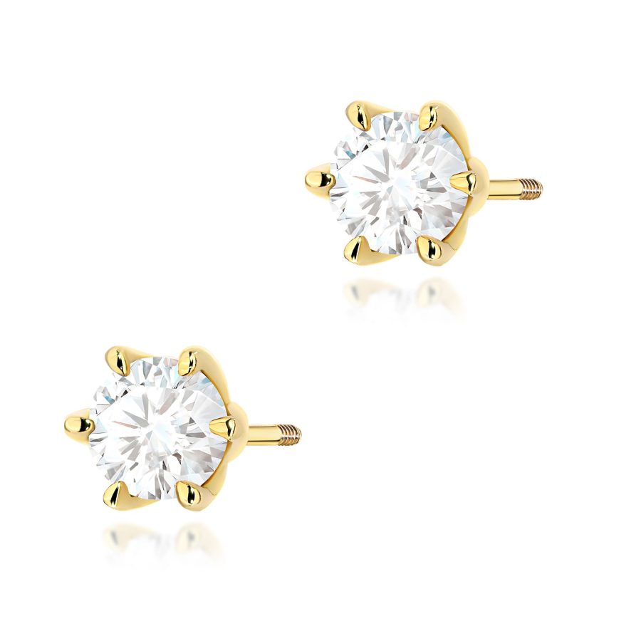 Kolczyki z diamentem 2 x 0,70 ct K0575 – żółte złoto próby 585 – widok produktu 1