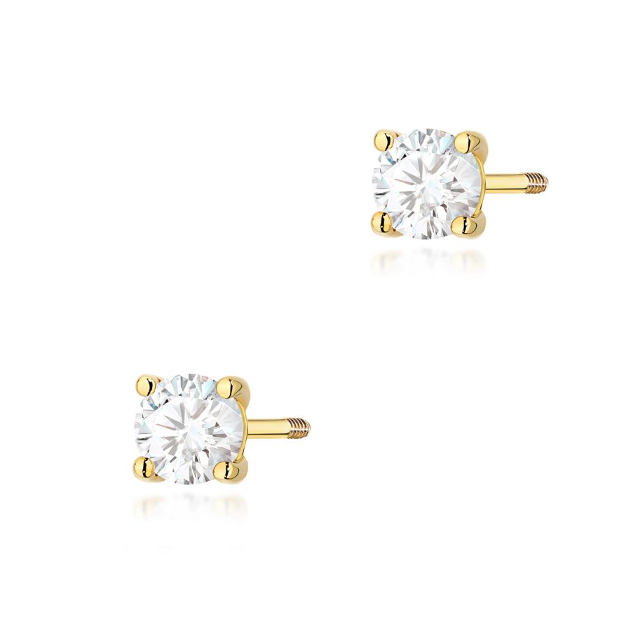 Kolczyki z diamentem 2 x 0,30 ct K0577 – żółte złoto próby 585 – widok produktu 1