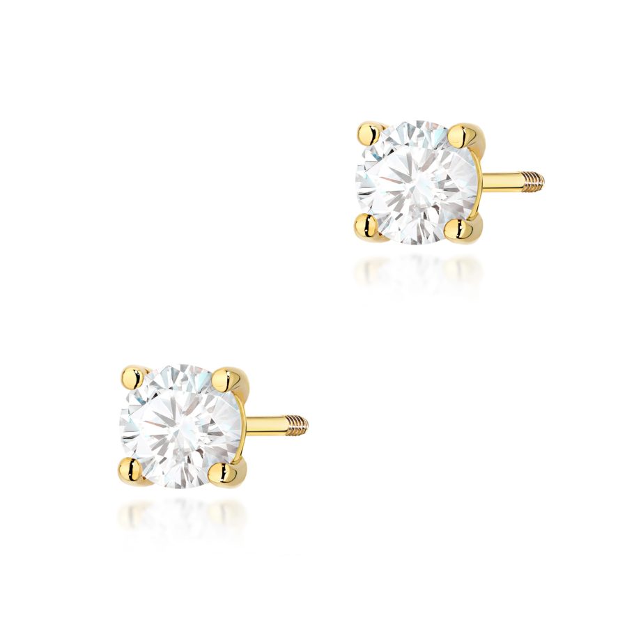 Kolczyki z diamentem 2 x 0,50 ct K0577 – żółte złoto próby 585 – widok produktu 1