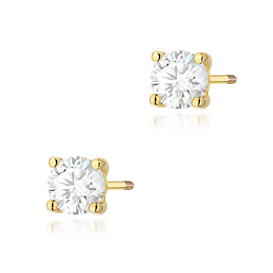 Kolczyki z diamentem 2 x 0,70 ct K0577 – żółte złoto próby 585 – widok produktu 1