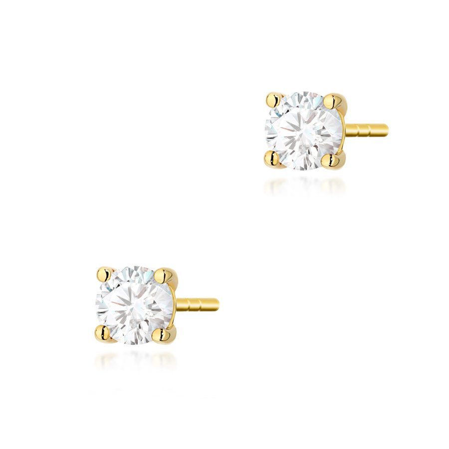 Kolczyki z diamentem 2 x 0,30 ct K0577 – żółte złoto próby 585 – widok produktu 1