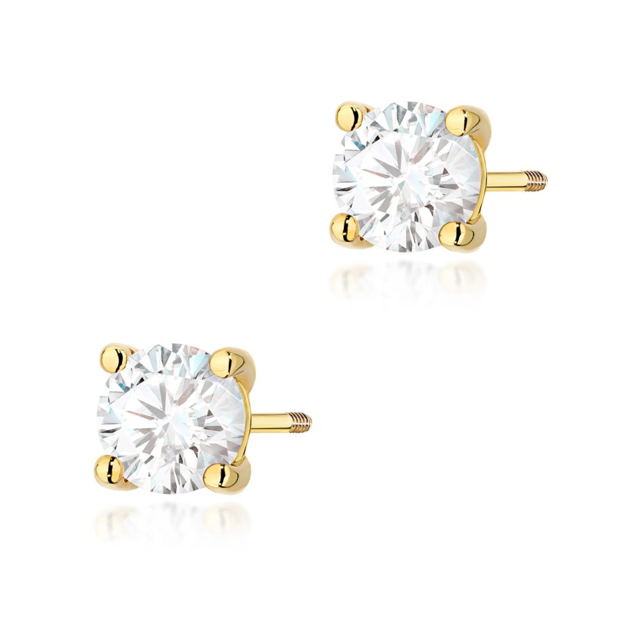 Kolczyki z diamentem 2 x 1,00 ct K0577 – żółte złoto próby 585 – widok produktu 1