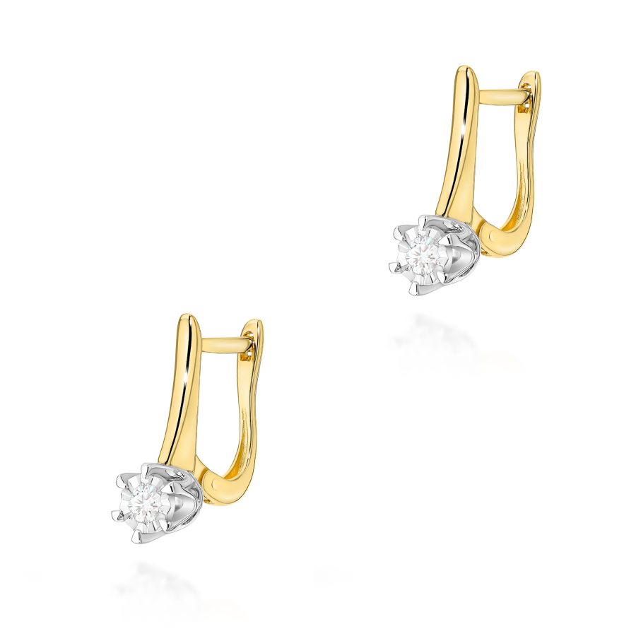 Kolczyki z diamentem 2 x 0,08 ct K0582 – żółte złoto próby 585 – widok produktu 1