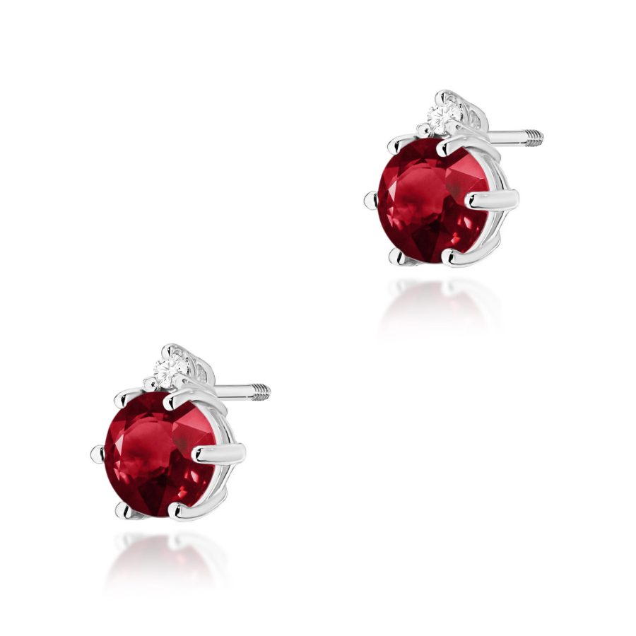 Kolczyki z kamieniem granat 2 x 0,60 ct K0076 – białe złoto próby 585 – widok produktu 1