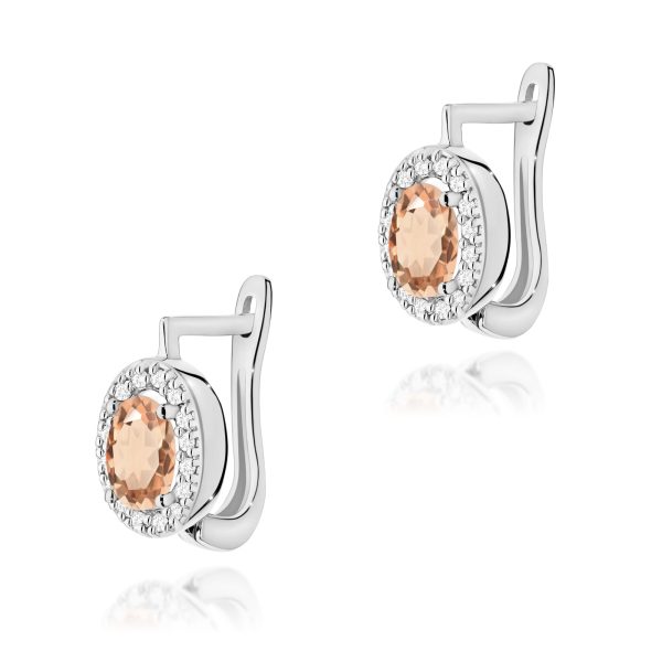 Kolczyki z morganitem 2 x 0,40 ct K0574 – białe złoto próby 585 – widok produktu 1