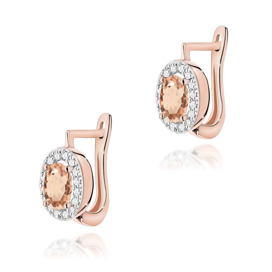 Kolczyki z morganitem 2 x 0,40 ct K0574 – różowe złoto próby 585 – widok produktu 1