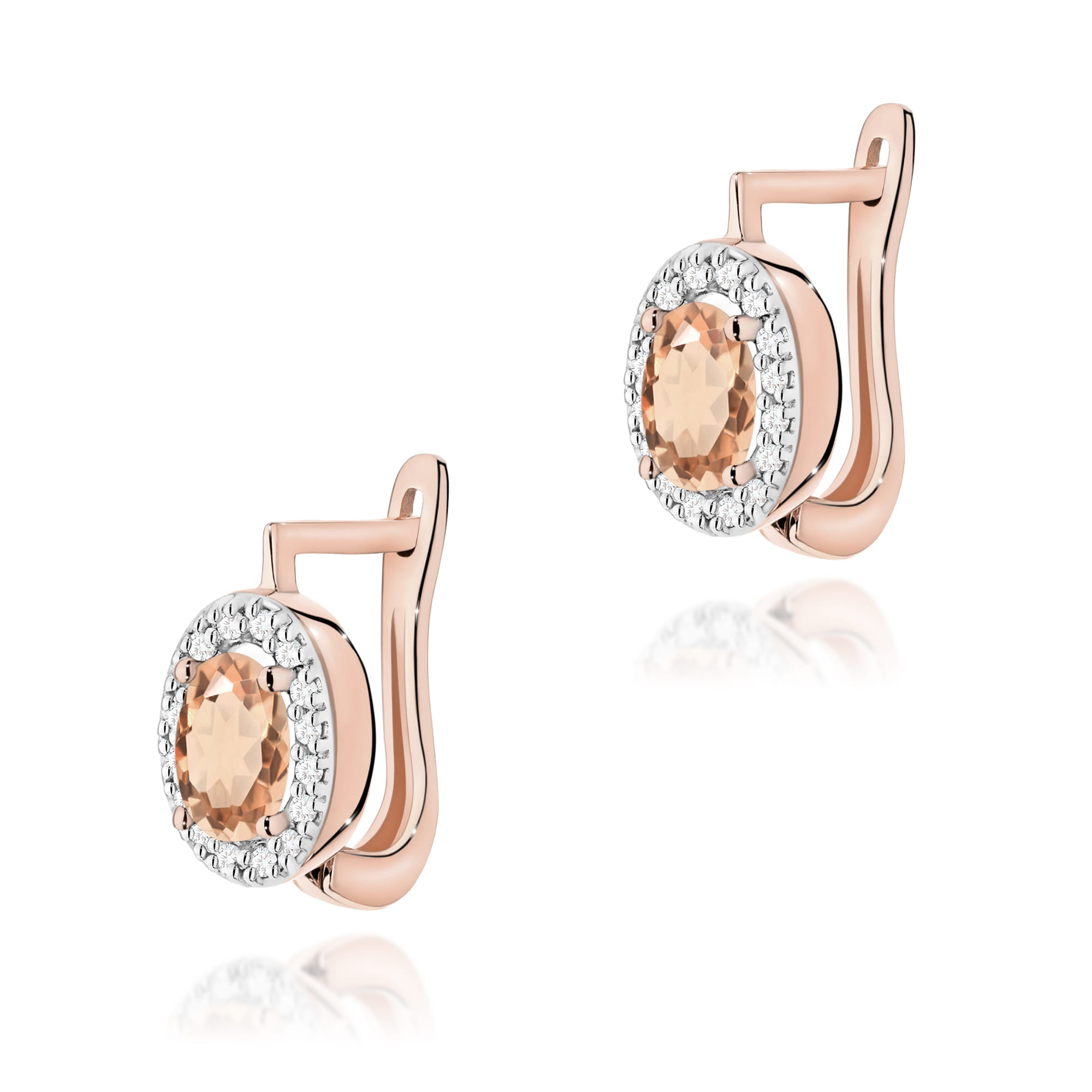 Kolczyki z morganitem 2 x 0,40 ct K0574 – różowe złoto próby 585 – widok produktu 1