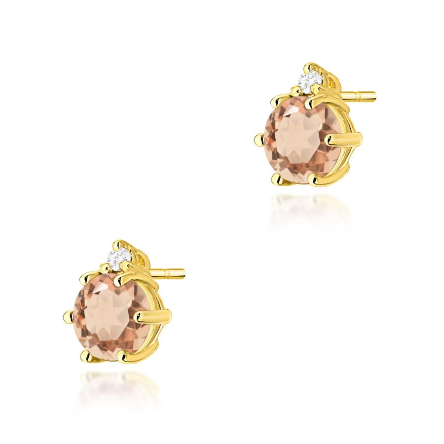 Kolczyki z morganitem 2 x 0,40 ct K0076 – żółte złoto próby 585 – widok produktu 1