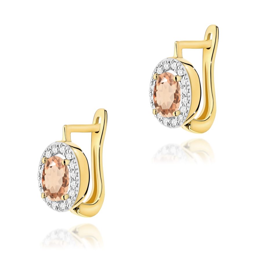 Kolczyki z morganitem 2 x 0,40 ct K0574 – żółte złoto próby 585 – widok produktu 1