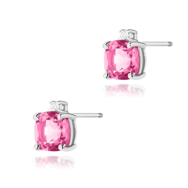 Kolczyki z kamieniem topaz różowy 2 x 1,10 ct K0573 – białe złoto próby 585 – widok produktu 1