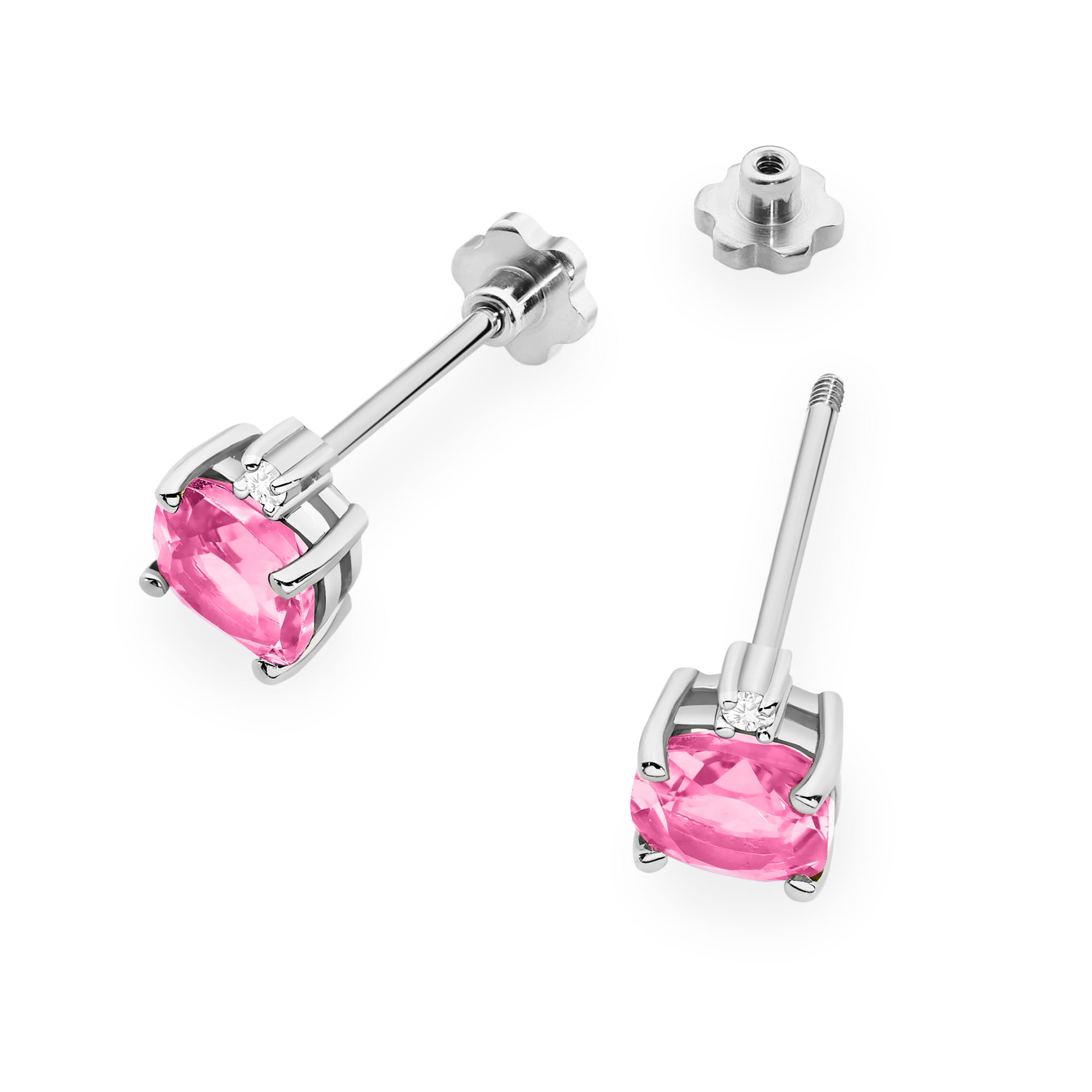 Kolczyki z kamieniem topaz różowy 2 x 1,10 ct K0573 – białe złoto próby 585 – widok produktu 2