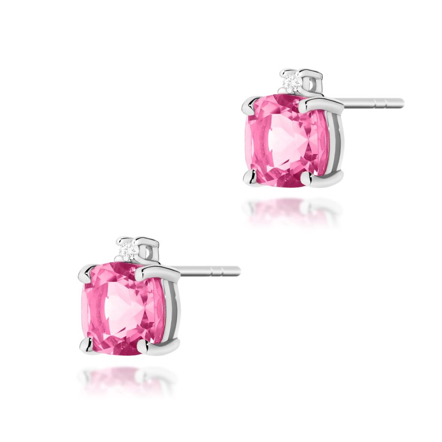 Kolczyki z kamieniem topaz różowy 2 x 1,10 ct K0573 – białe złoto próby 585 – widok produktu 1