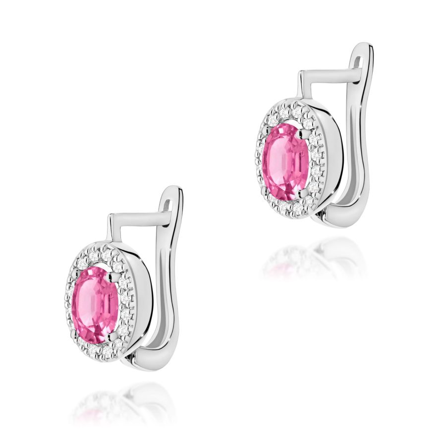 Kolczyki z kamieniem topaz różowy 2 x 0,50 ct K0574 – białe złoto próby 585 – widok produktu 1