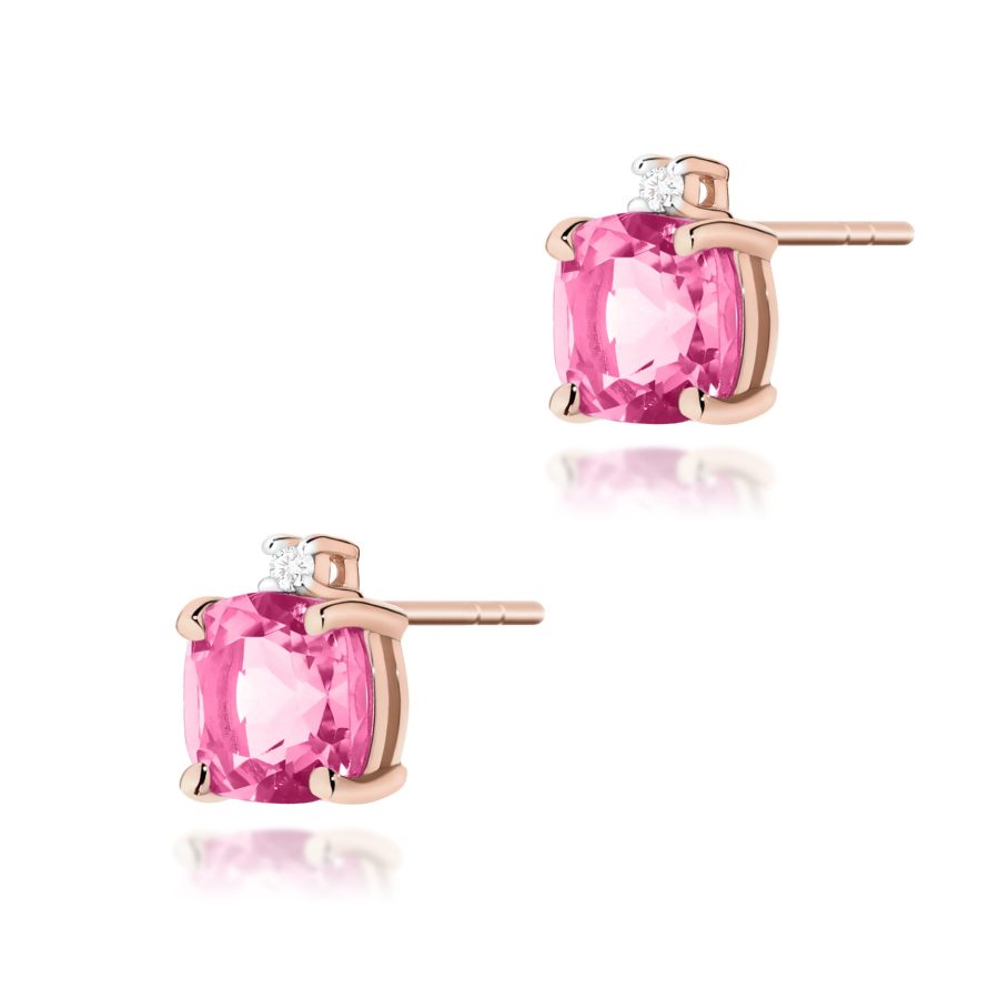 Kolczyki z kamieniem topaz różowy 2 x 1,10 ct K0573 – różowe złoto próby 585 – widok produktu 1