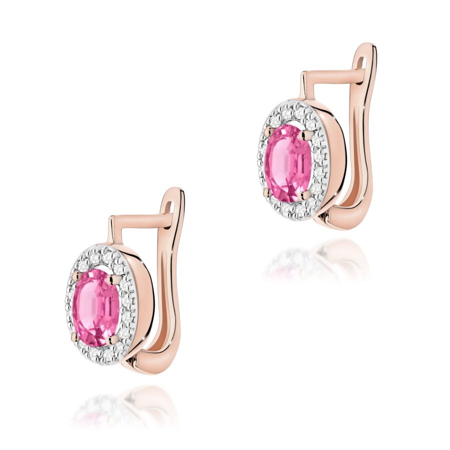 Kolczyki z kamieniem topaz różowy 2 x 0,50 ct K0574 – różowe złoto próby 585 – widok produktu 1