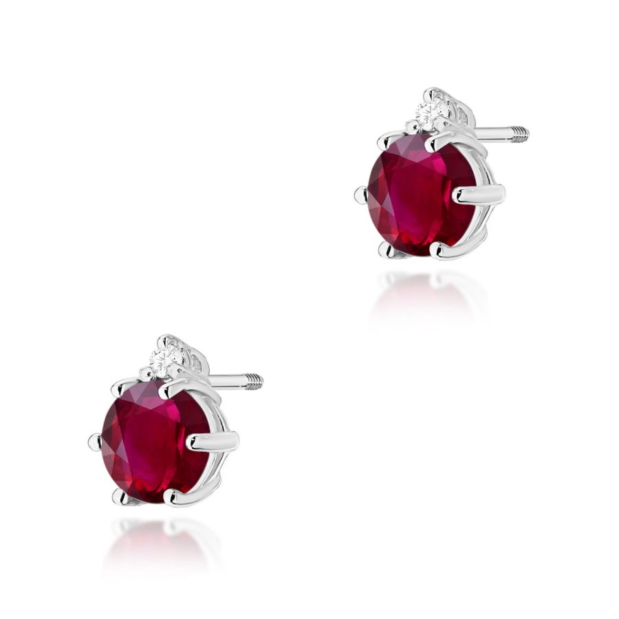 Kolczyki z rubinem 2 x 0,60 ct K0076 – białe złoto próby 585 – widok produktu 1