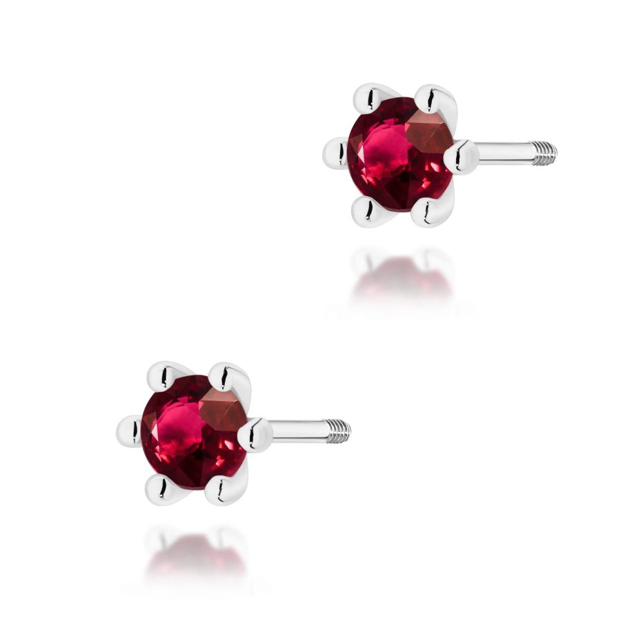 Kolczyki z rubinem 2 x 0,15 ct K0222 – białe złoto próby 585 – widok produktu 1