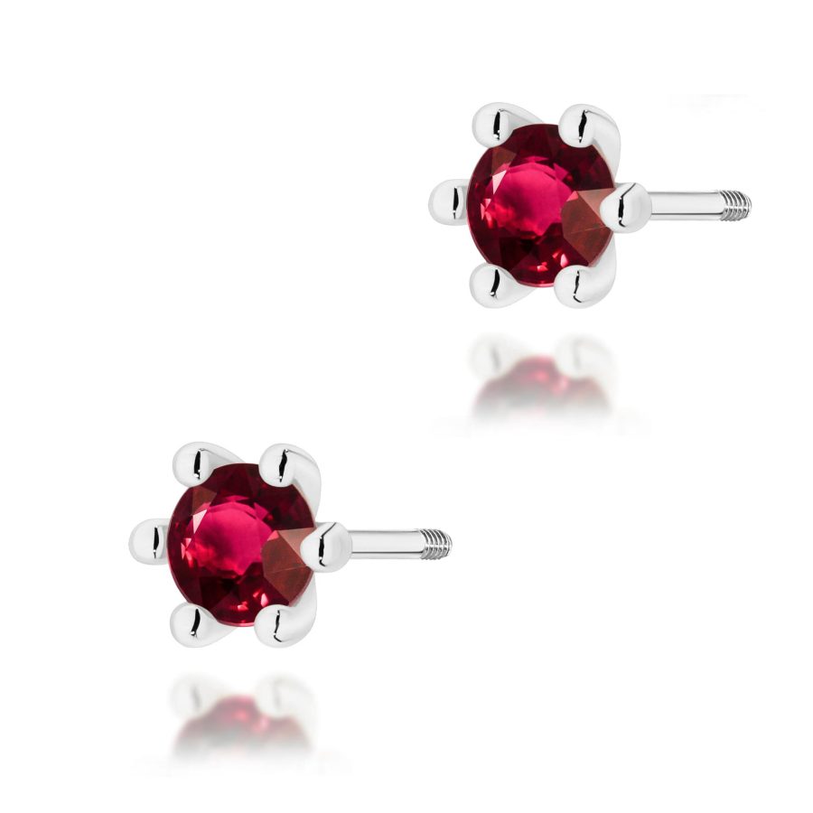 Kolczyki z rubinem 2 x 0,30 ct K0222 – białe złoto próby 585 – widok produktu 1