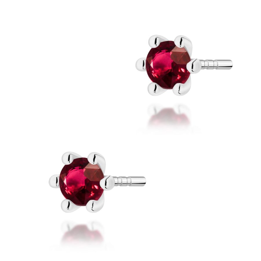 Kolczyki z rubinem 2 x 0,15 ct K0222 – białe złoto próby 585 – widok produktu 1