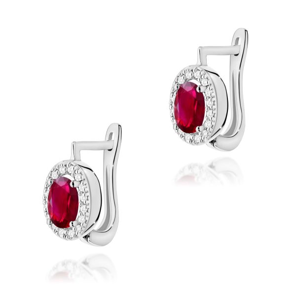 Kolczyki z rubinem 2 x 0,60 ct K0574 – białe złoto próby 585 – widok produktu 1